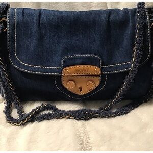 Prada blue denim shoulder bag